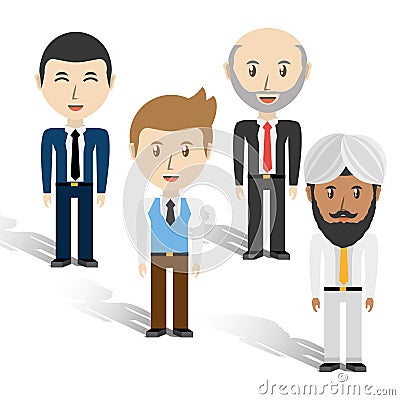 Set avatars men of different diversity over white background Vector Illustration