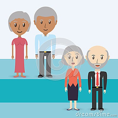 Set avatars of men and women of different diversity over blue background Vector Illustration