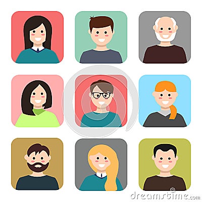 Set of avatars. Vector illustration, flat icons. Characters for web Vector Illustration