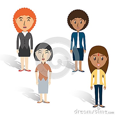 Set avatars women of different diversity over white background Vector Illustration