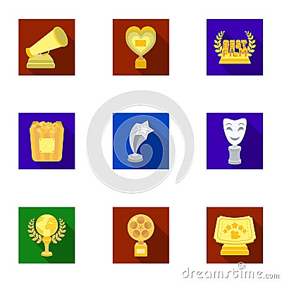 A set of awards for the movie viewings. Gold, silver and bronze awards to the Director, the actor. Moovie awards icon in Vector Illustration