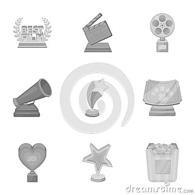 A set of awards for the movie viewings. Gold, silver and bronze awards to the Director, the actor. Moovie awards icon in Vector Illustration