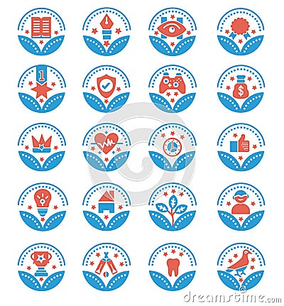 Set of Awards Vector Icons - vector sign Cartoon Illustration