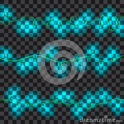 Set of azure shining garland lights Vector Illustration