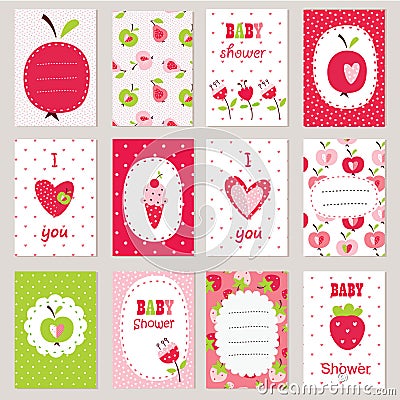 Set of baby cards Vector Illustration