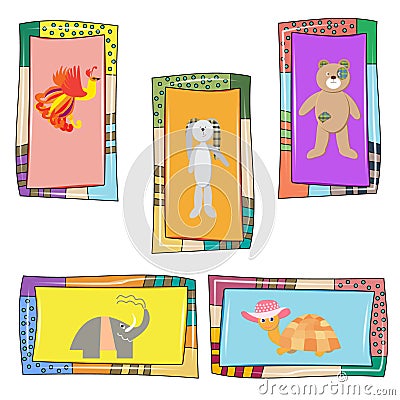 Set of 5 baby cards with cute animals Stock Photo