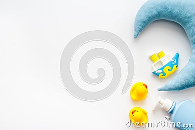 Set of baby care products for bathing and hygiene Stock Photo