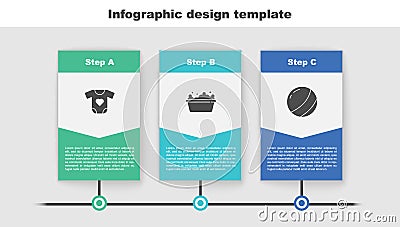 Set Baby clothes, bathtub and Beach ball. Business infographic template. Vector Vector Illustration
