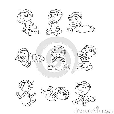 Set of baby emotions and movements vector Vector Illustration