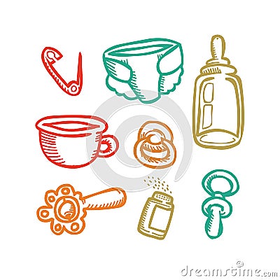 Set of baby things Vector Illustration