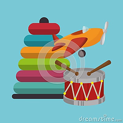 set baby toys icon Cartoon Illustration