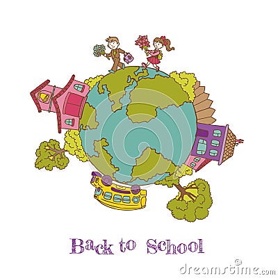 Set of Back to School Cards - Hand-Drawn Vector Illustration