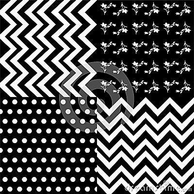 Set of 4 background pattern,set of geometric pattern Vector Illustration