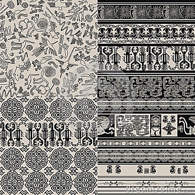 Set of backgrounds with Peruvian patterns Vector Illustration