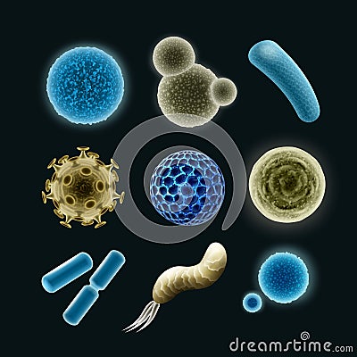 Set of bacteria Vector Illustration