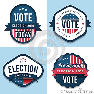 Set of badges, banner, labels, emblem design for united state election 2016. Politic Vote. Design elements. Vector Illustration