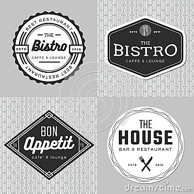 Set of badges, banner, labels and logo for food restaurant, catering. Simple and minimal design. Vector Illustration