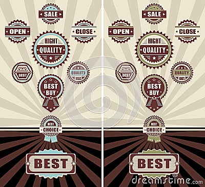 Set Badges quality open close and sale Vector Illustration