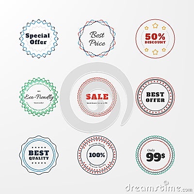 set of badges, stickers. Vector web elements. Sale Vector Illustration