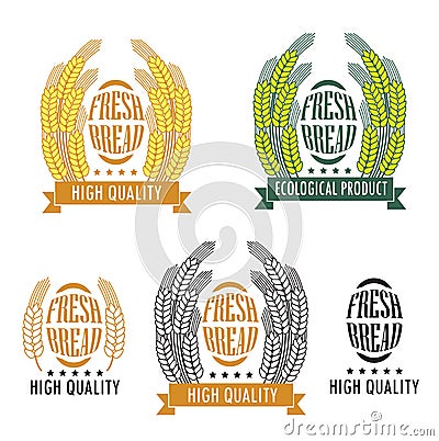 Set of bakery and bread shop logos, labels, badges and design. Vector Illustration