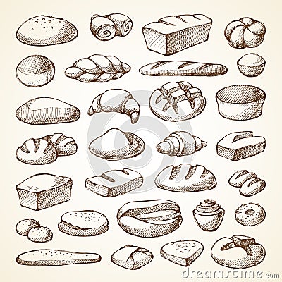 Set with bakery products Vector Illustration