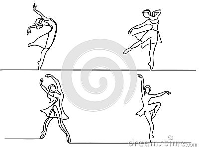 Set ballet Dancer ballerina Vector Illustration