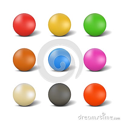 Set of balls for playing snooker, vector illustration. Vector Illustration