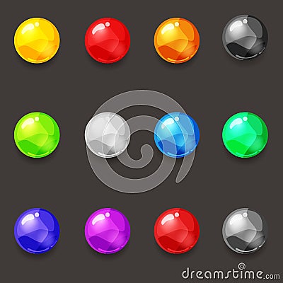 Set of balls of various colors of liquid, vector, cartoon style, illustration, isolated Vector Illustration