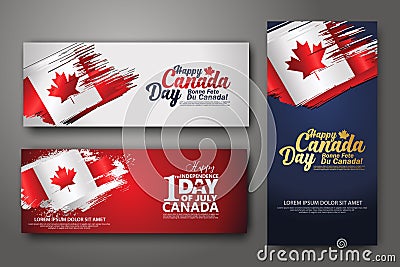 Set banner design template. First of July Independence Day, Vector illustration Vector Illustration