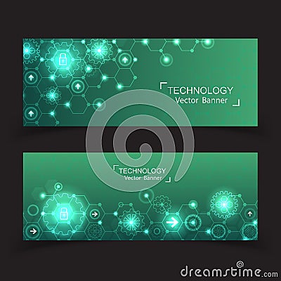 Set of 2 banner technology innovation modern. Vector Illustration