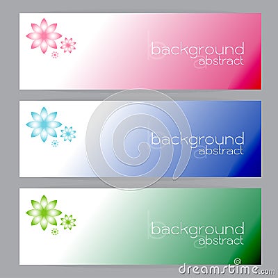 Set banners abstract headers three frame pink blue green Vector Illustration