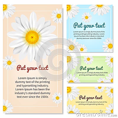 Set of banners with Chamomile. Vector illustration. Vector Illustration