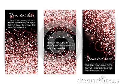 Set of banners with dazzling pink lights Vector Illustration