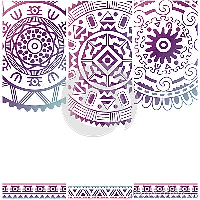 Set of banners with ethnic decorative ornament Vector Illustration