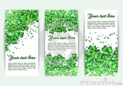 Set banners St. Patrick`s Day with glitter Vector Illustration