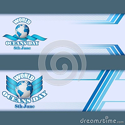 Set of banners template for World Oceans day, event celebration Vector Illustration