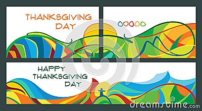 Set of banners for Thanksgiving day. Vector Illustration