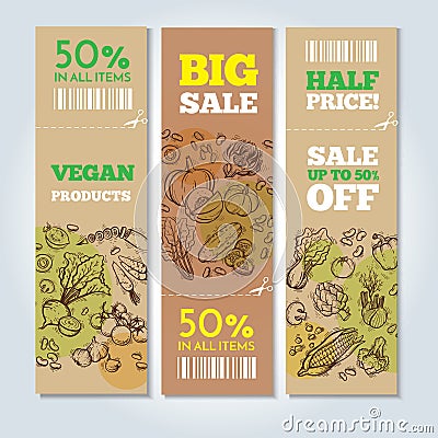 Organic Market Kit Banners Vector Illustration