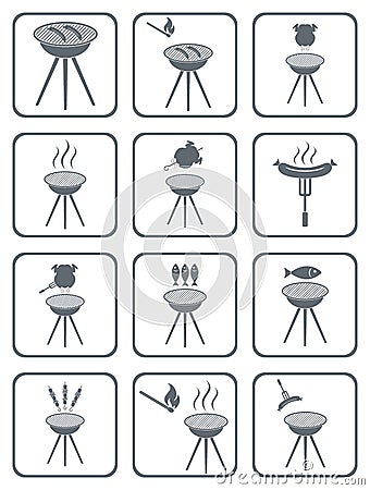 Set of barbecue icons Vector Illustration