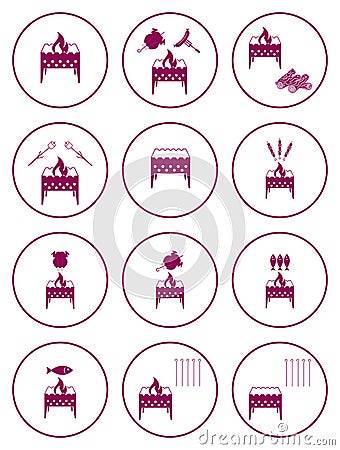 Set of barbecue icons Vector Illustration