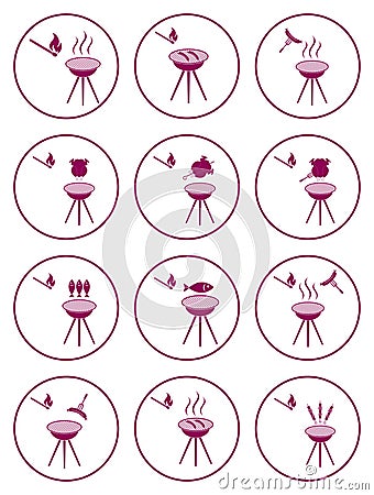 Set of barbecue icons Vector Illustration