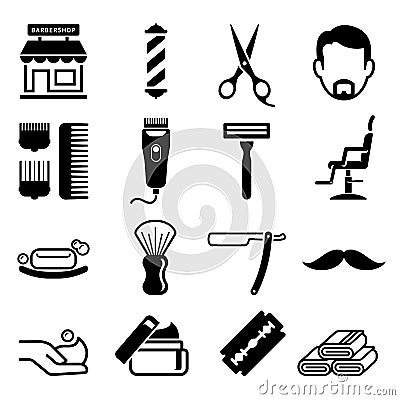 Set of barber shop icons. Vector Illustration