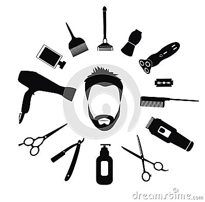 Set of Barber tools for men Vector Illustration