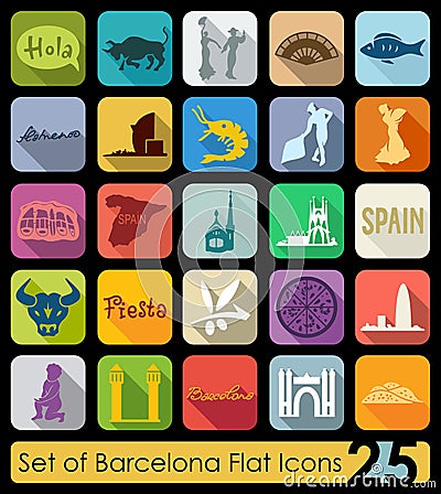 Set of Barcelona icons Vector Illustration