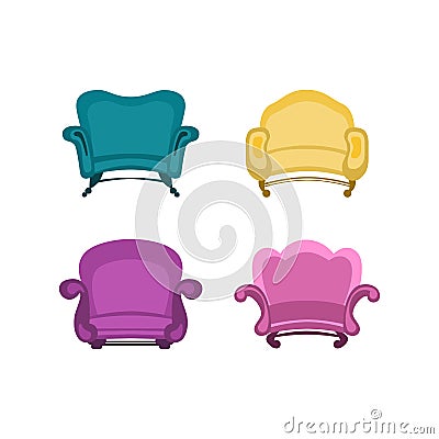 Set of baroque armchair. soft furniture. vector Vector Illustration