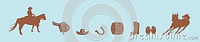 Set of barrel racing cartoon icon design template with various models. vector illustration isolated on blue background Vector Illustration