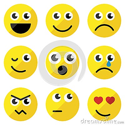 Set of basic emoticons Vector Illustration