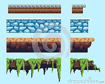 A set of basics for creating pixel seamless landscape Vector Illustration