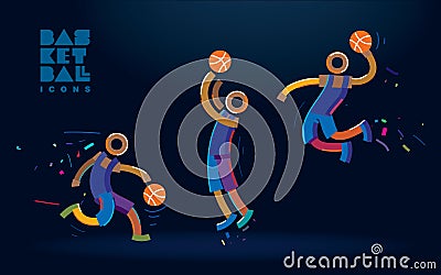 Set of basketball Vector Illustration