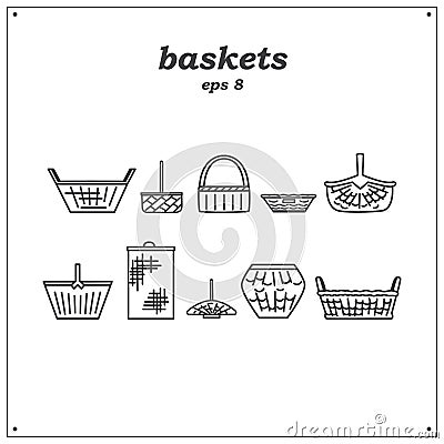 Set of baskets Vector Illustration